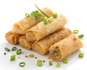 Fried Spring rolls food isolated on white background