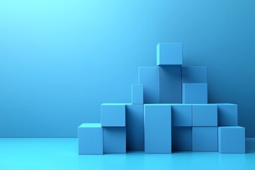 Obraz premium Abstract Blue Cubes Geometric Structure Arrangement