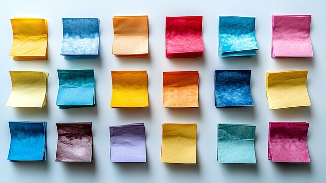 Vibrant Collection of Sticky Notes on a Clean Surface A Photorealistic Representation of Creativity and Organization V2
