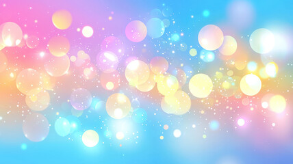 Obraz premium Colorful bokeh lights on soft pastel gradient background for dreamy and magical visual effects
