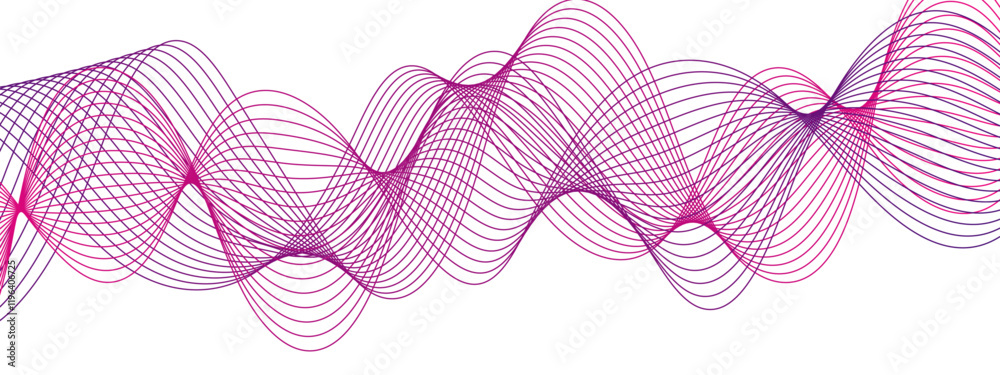Poster Technology Abstract wave Energy flow Frequency digital wavey lines. Waveform Pattern with Red and Pink Gradients . Futuristic Curved Line Art for Modern Backgrounds and Creative Design