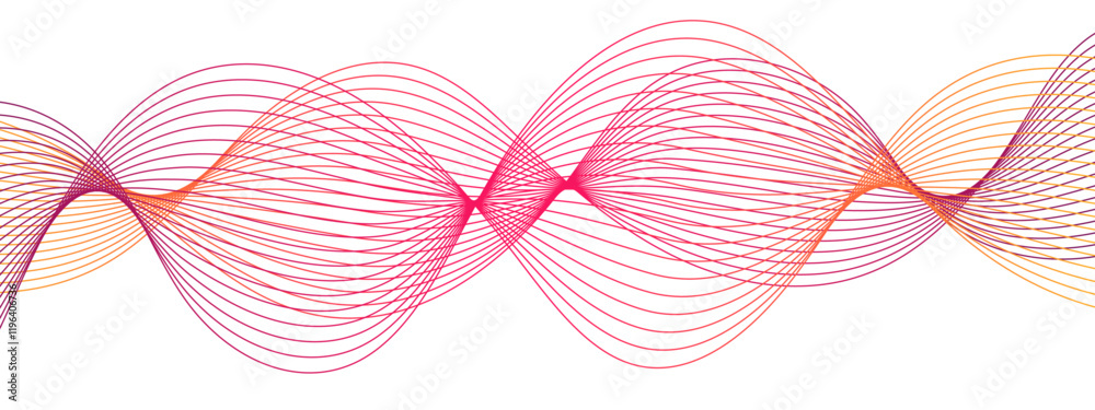Aufkleber Technology Abstract wave Energy flow Frequency digital wavey lines. Waveform Pattern with Red and Pink Gradients . Futuristic Curved Line Art for Modern Backgrounds and Creative Design
