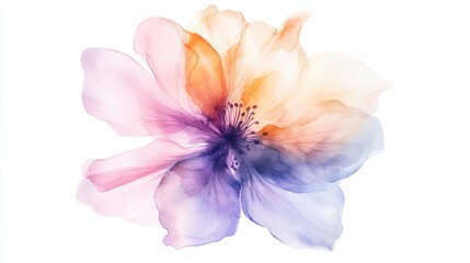 Naklejka premium A dreamy watercolor abstract flower with soft pastel petals blending into each other, isolated on white