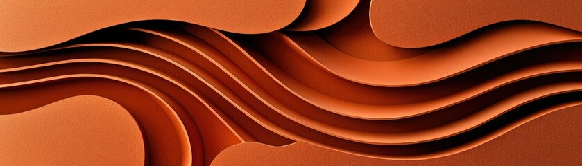 A wavy, abstract design featuring smooth, curved lines in warm, earthy tones, creating a sense of depth and movement.