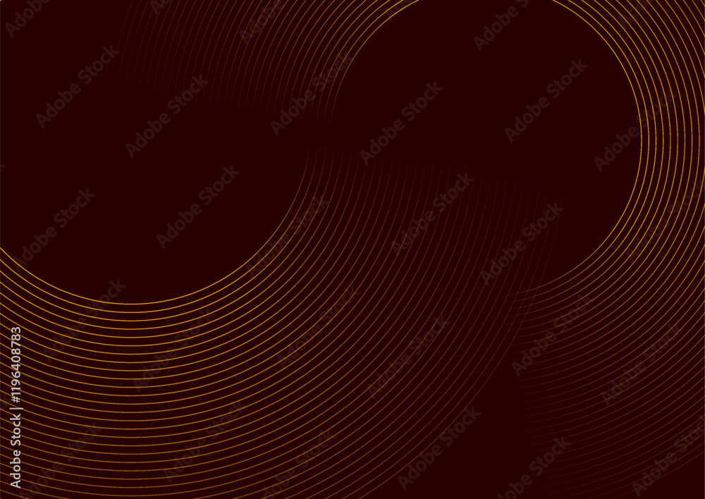 Poster Glowing orange circular lines abstract geometric tech background. Vector minimal design