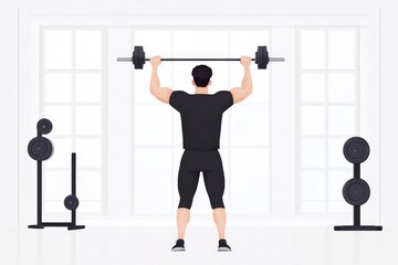 Fototapeta premium Strong Man Lifting Barbell in Modern Gym Setting with Equipment