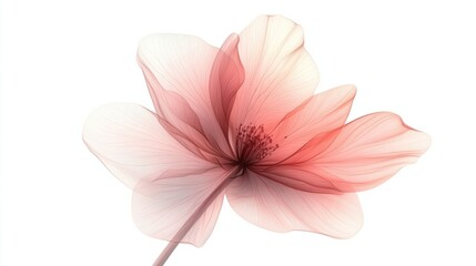 Fototapeta premium A minimalist abstract flower in soft pink with clean, simple shapes and gradients, isolated on white