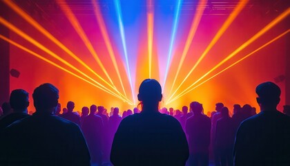 Neon Lights Symphony, vibrant audiovisual production featuring dynamic yellow and blue illumination, capturing energy and creativity in every frame
