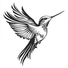 Obraz premium Tribal Hummingbird Tattoo Design, sleek black and white vector art, embodies elegance and cultural symbolism, perfect for body ink enthusiasts