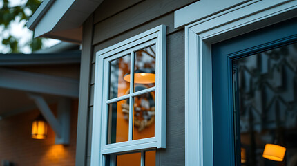 Modern House Exterior: Architectural Details of Windows and Door. High-end Home Design, Real Estate Photography