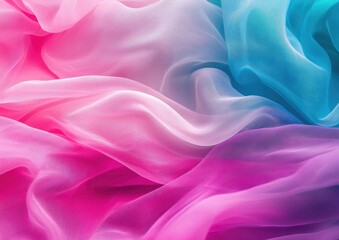 Obraz premium A vibrant, flowing fabric in shades of pink and blue, showcasing a soft texture and delicate patterns.