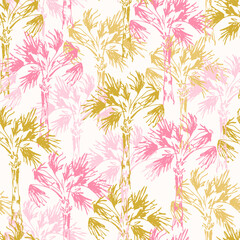Tropical vector seamless pattern, Hawaiian shirt. Exotic palm trees, pink color. For fabric prints, textile products, beachwear.