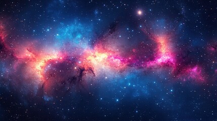 Vibrant cosmic tapestry, swirling magenta and cobalt blue, mesmerizing kaleidoscope of the Milky Way Galaxy, stunning high resolution