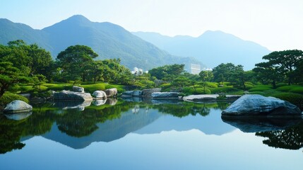 Fototapeta premium Serene Mountain Lake Reflection