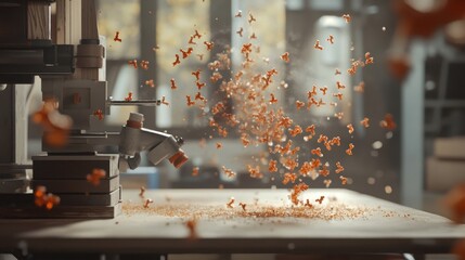 Flying Orange Particles from Modern Machine Process