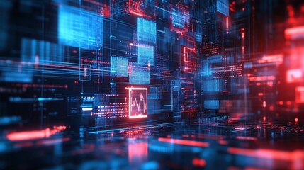 Fototapeta premium Abstract Digital Data Stream: A Cyberpunk-Style Visualization of Information Flow
