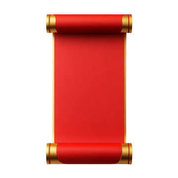 An elegant red scroll with gold accents is presented against a black background suitable for announcements or invitations.