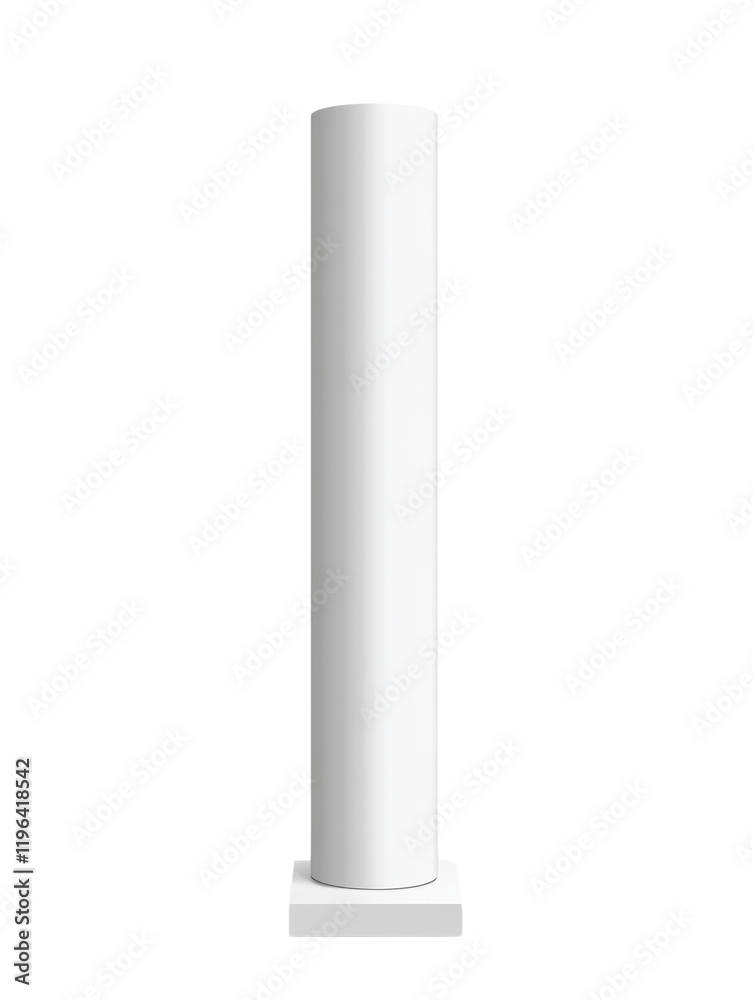 Leinwandbilder a digitally rendered image of a simple white cylindrical column standing on a square base against a 