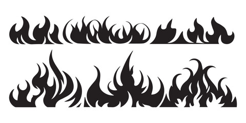 Flame fire border frame silhouette template vector illustration clipart