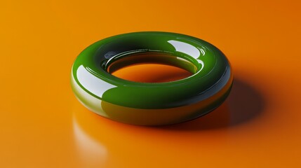 3D render of a floating circle with shiny metallic details, placed on a solid white background