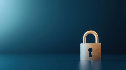 Fototapeta premium Metal Padlock on Smooth Surface with Blue Background