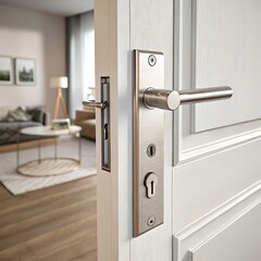 Obraz premium Metallic door handle hand symbolizing opportunity access and welcoming invitation in architectura, Close-up of door knocker