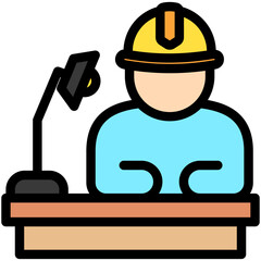 Worker outline color icon. use for modern concept, print, UI, UX kit, web and app development. Vector EPS 10, related to labor day, industry, worker.	
