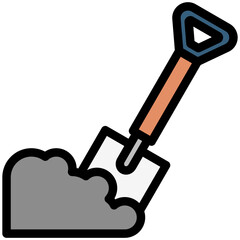 Shovel outline color icon. use for modern concept, print, UI, UX kit, web and app development. Vector EPS 10, related to labor day, industry, worker.	
