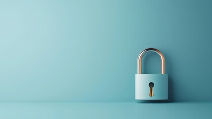 Simple Blue Lock on Light Background