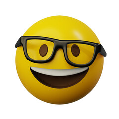 3d Emoticon Nerd Glasses Yellow Ball Emoticon Emoji or Smiley