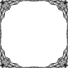 A square frame with classic engraving and intricate hand-drawn details, ideal for vintage labels, logo templates, or ornamental artwork. This design adds a timeless and elegant touch to any project.