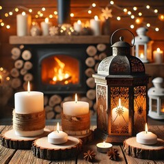 AI generates a warm and cozy atmosphere is created by the lit candles