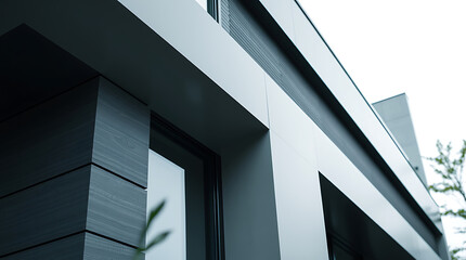 Modern Architectural Design: Sleek Grey Facade and Geometric Lines of a Contemporary Home