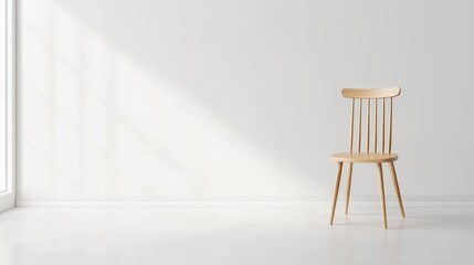 Minimalist Wooden Chair in Bright Room