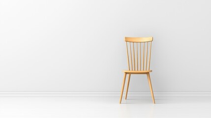 Minimalist Wooden Chair Against Simple White Wall