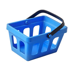 An blue plastic shopping basket with a black handle Transparent PNG 