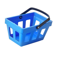 An blue plastic shopping basket with a black handle Transparent PNG 