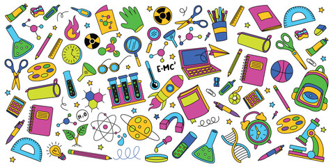 Full set education, science and chemistry element collection vector