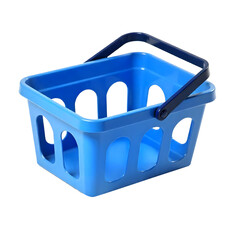 An blue plastic shopping basket with a black handle Transparent PNG 