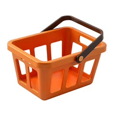 An orange plastic shopping basket with a black handle Transparent PNG