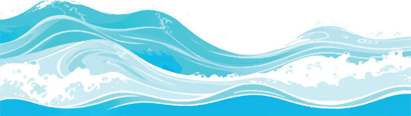 Soft abstract watercolor texture of ocean waves in green and blue tones, set on a transparent background. Perfect for ocean, water wave, and beach-inspired graphic design projects and visuals.