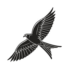 Fototapeta premium black and white vector of a raven in flight perfect for tattoo