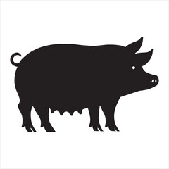 Fototapeta premium Pig Silhouette vector, swine silhouette illustration, black hog Clipart Design 