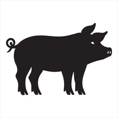 Fototapeta premium Pig Silhouette vector, swine silhouette illustration, black hog Clipart Design 