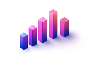 Isometric Gradient Bar Graph: Pink, Purple, Blue Data Visualization