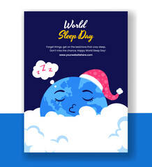 Flat Style World Sleep Day Background Illustration for Vertical Poster Content