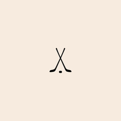 Hockey sticks and Puck icon flat vector design.