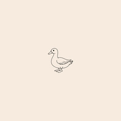 Line art of duck icon flat vector design.
