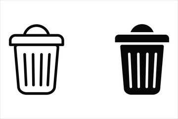 Bin icon set. Trash can collection. Trash icons set. Web icon, delete button. Delete symbol flat style on white background.

