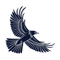 Fototapeta premium black and white vector of a raven in flight perfect for tattoo